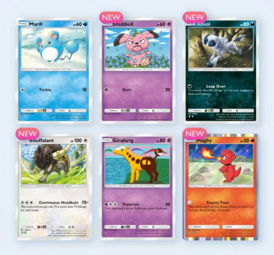 Pacchetto sei carte pokemon tcg pocket